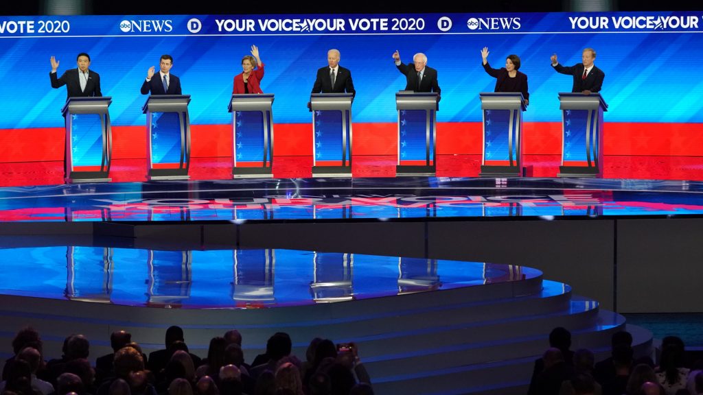 ABC News Democratic Debate, New Hampshire : screen design by K Brandon Bell